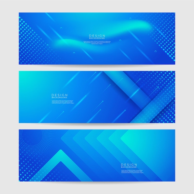 Abstract geometric blue wide background banner layout design Business presentation banner with blue geometric shape Blue abstract vector long banner Minimal background with copy space for text