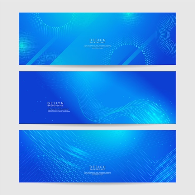 Abstract geometric blue wide background banner layout design Business presentation banner with blue geometric shape Blue abstract vector long banner Minimal background with copy space for text