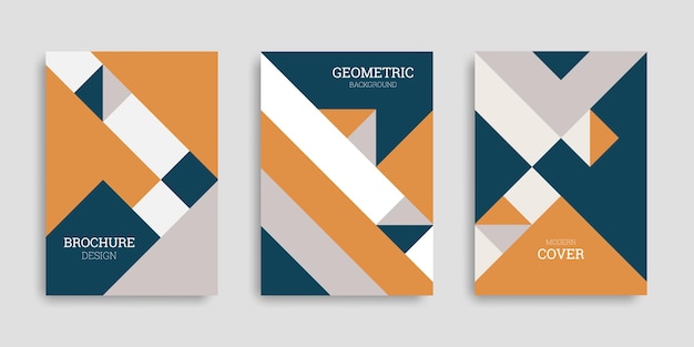 Abstract geometric business cover collection in flat style