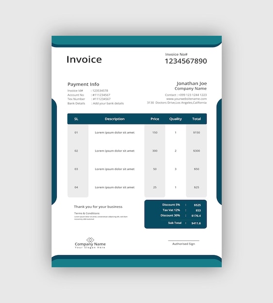 Abstract geometric business invoice template design