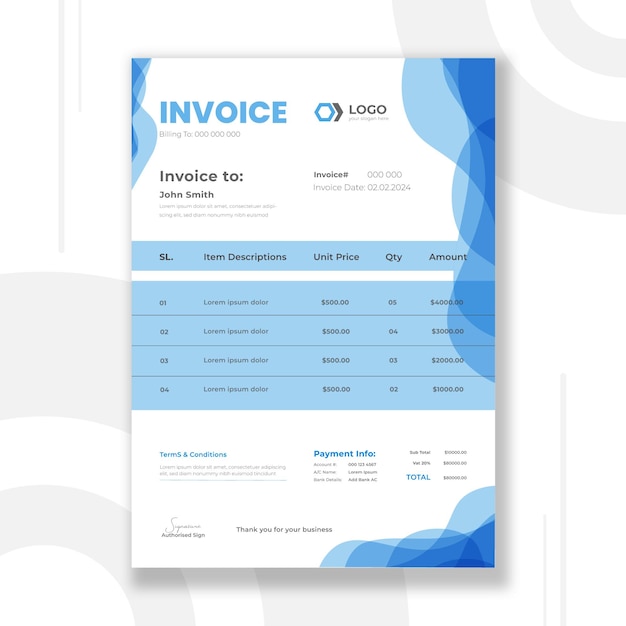 Vector abstract geometric business invoice template