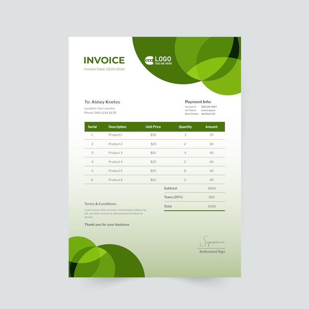 Abstract geometric business invoice template