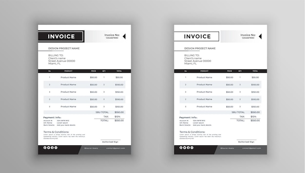 Abstract geometric business invoice template