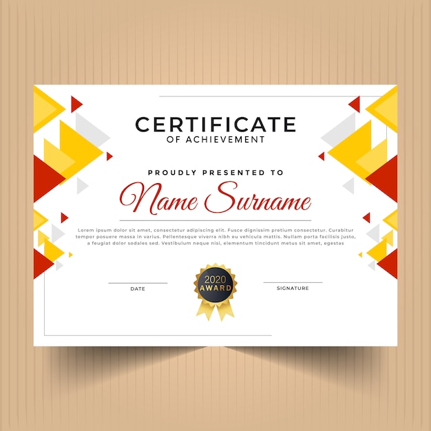Abstract geometric certificate design template