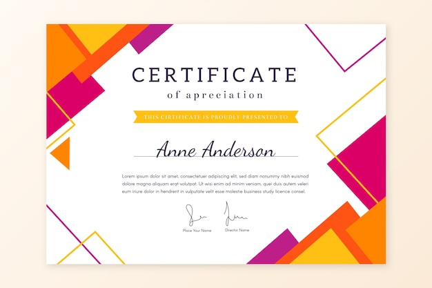 Abstract geometric certificate template theme