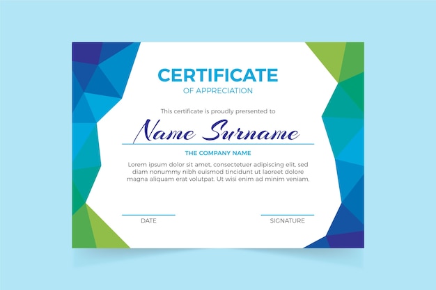 Vector abstract geometric certificate template