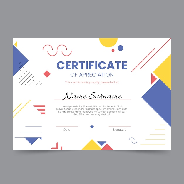 Abstract geometric certificate template