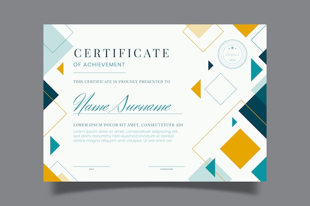 Vector abstract geometric certificate template