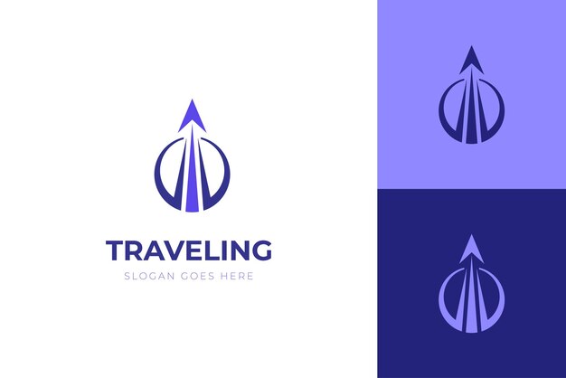 Vector abstract geometric circle arrow up business logo business growth vector symbol icon design abstract fly plane with swoosh symbol for business travel logo design