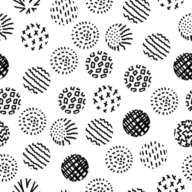 Abstract geometric circles pattern background black texture on white background