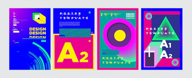 Абстрактный геометрический коллаж дизайн плаката в ярких цветах