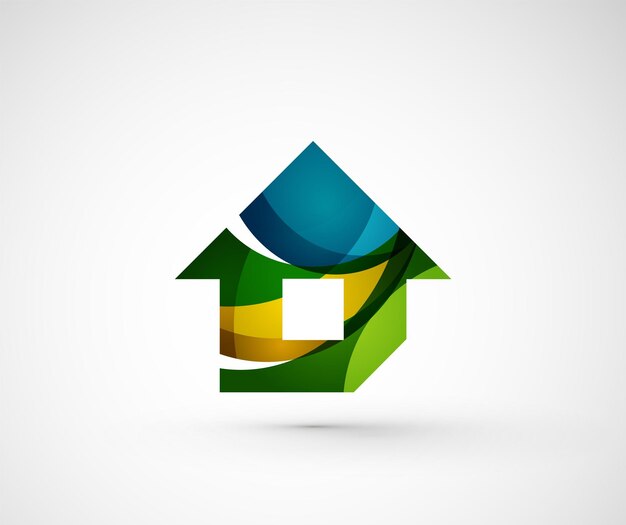 Абстрактный геометрический логотип компании, строительство дома