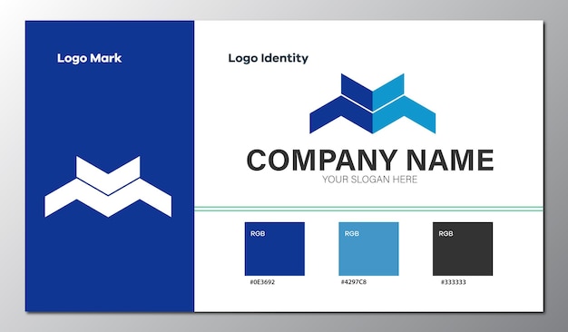 abstract geometric company logo with color guide