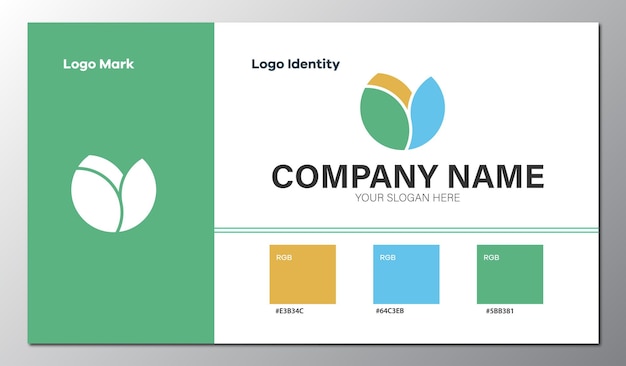 abstract geometric company logo with color guide