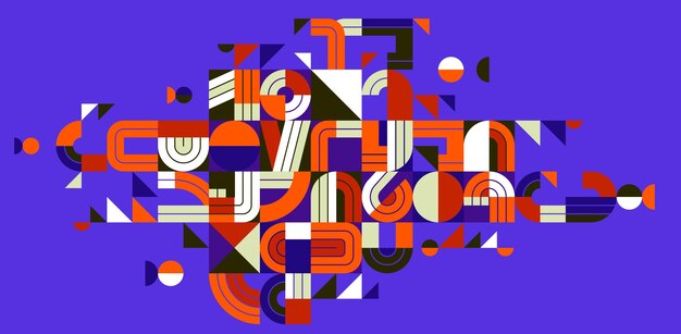 Abstract geometric composition vector design colorful abstraction modern style shapes illustration art