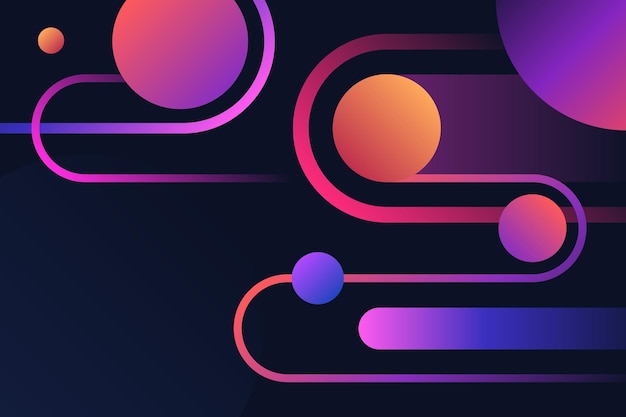 Abstract geometric composition with dynamic vivid liquid circles lines and dots background design