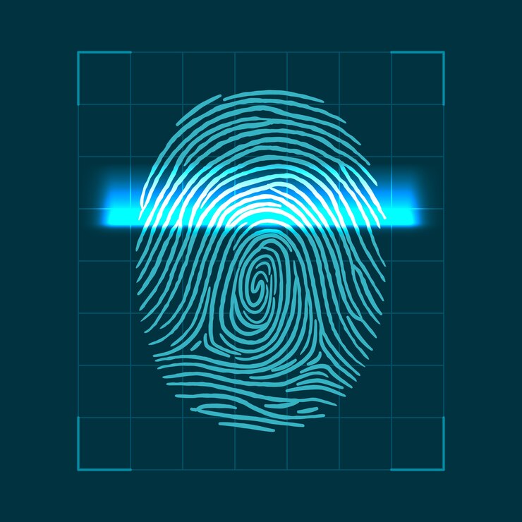 Vector 지문 스캔에 대한 추상적 인 기하학적 개념. 개인 id 확인. 삽화