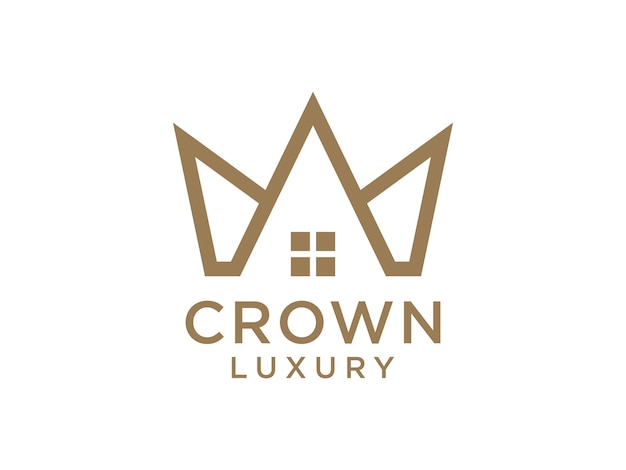 Abstract Geometric Crown and House Logo. Royal Home Symbol.