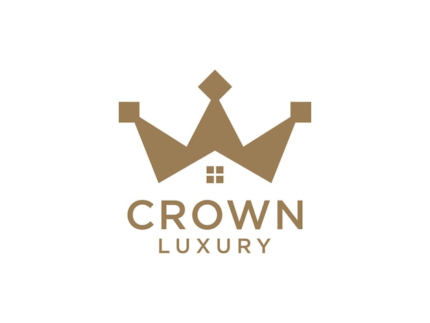 Abstract Geometric Crown and House Logo. Royal Home Symbol.