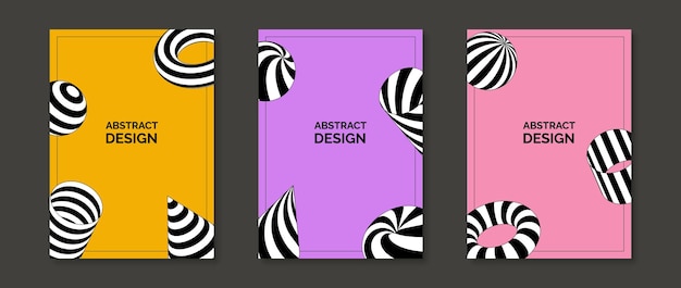 Сборник плакатов абстрактного геометрического дизайна 3d торовый конус цилиндр и сфера графические элементы