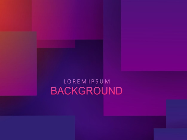 Abstract geometric design squares with shadow and gradient of blue and purple hue