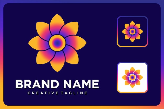 Abstract Geometric Flower Gradient Colorful Logo