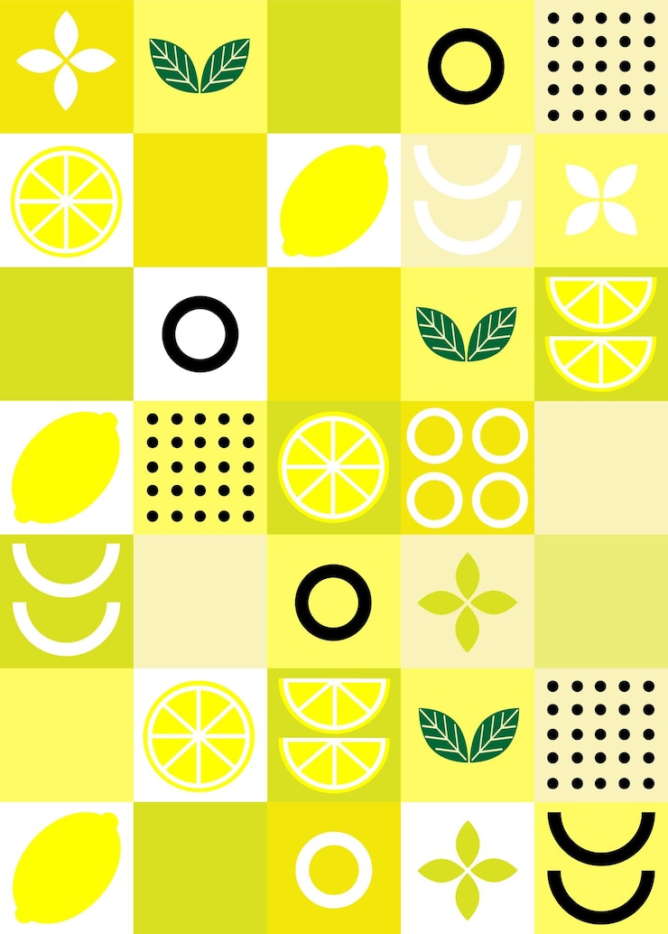 Vector abstract geometric fruit pattern shapes of natural organic flower plants ecoagriculture citrus