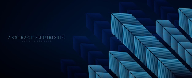 Abstract geometric futuristic background in dark blue tones