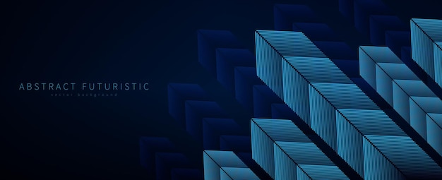 Vector abstract geometric futuristic background in dark blue tones