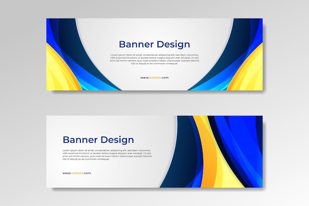 Abstract geometric gradient blue and orange banner background vector abstract graphic design banner background template Premium Vector