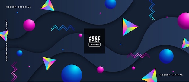 Abstract geometric gradient shapes on composition dynamic illustration banner.