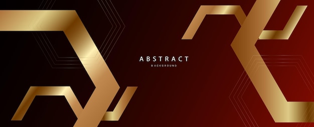 Abstract geometric hexagonal concept golden red design background