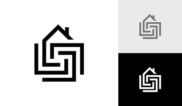 Vector abstract geometric house interior logo design