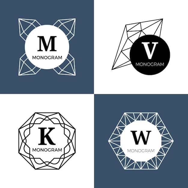 Abstract geometric jewel logos