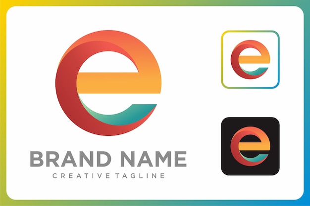 Abstract Geometric Letter E Gradient Colorful Logo