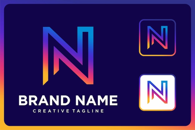 Abstract geometric letter n gradient colorful logo