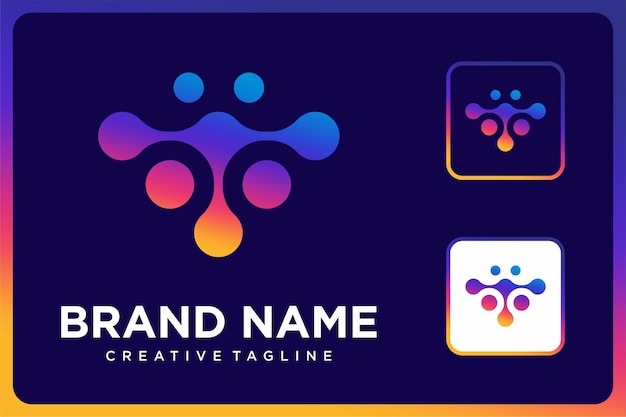 Vector abstract geometric letter t gradient colorful logo