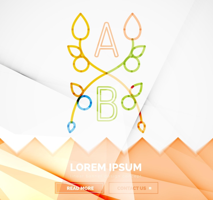 वेक्टर abstract geometric linear hipster floral icon frame design flat style banner