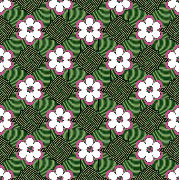 Abstract Geometric Lotus Flowers Leaves Art Deco Style Vector Seamless Pattern Trendy Fashion Colors