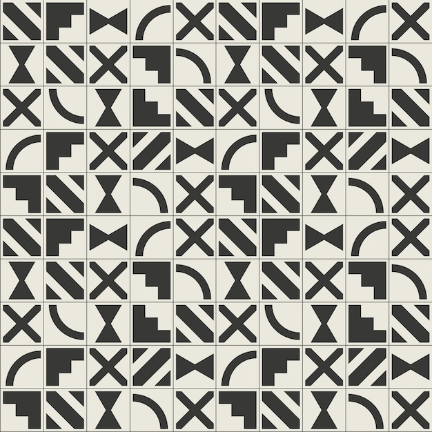 Abstract geometric monochrome tiles pattern