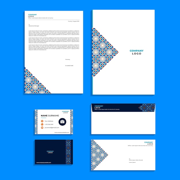 Vector abstract geometric office stationery equipment set design