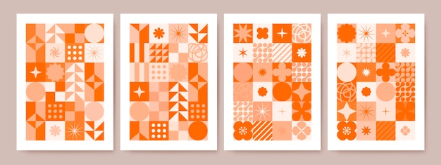 Abstract geometric orange banner template set