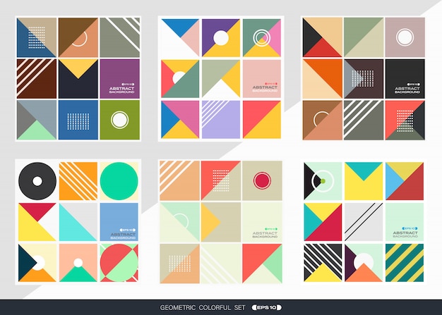 Vector abstract of geometric pattern background set in square shape.