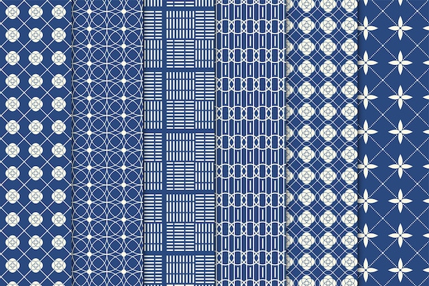 Abstract geometric pattern design on blue backgrounds Creative seamless pattern decoration for fabric prints Modern geometric pattern vector for wallpapers book covers or wrapping papers