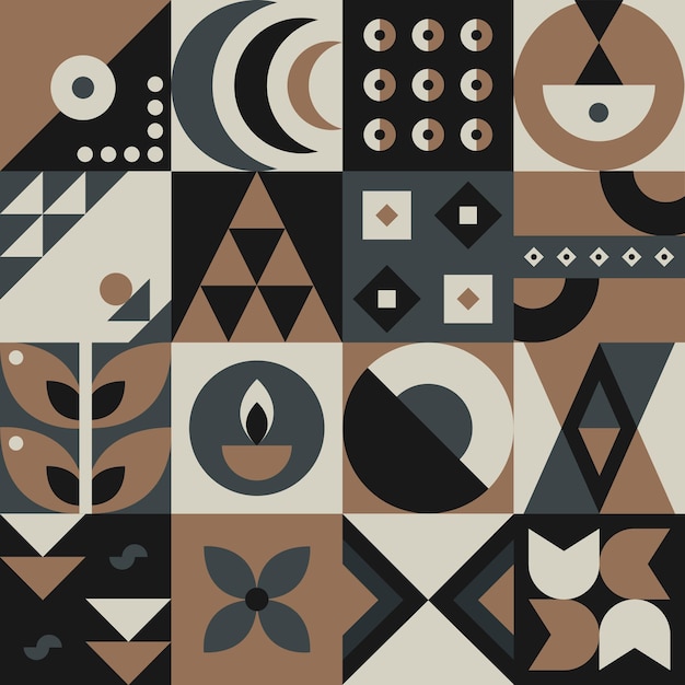 Vector abstract geometric pattern design in retro style vector illustration