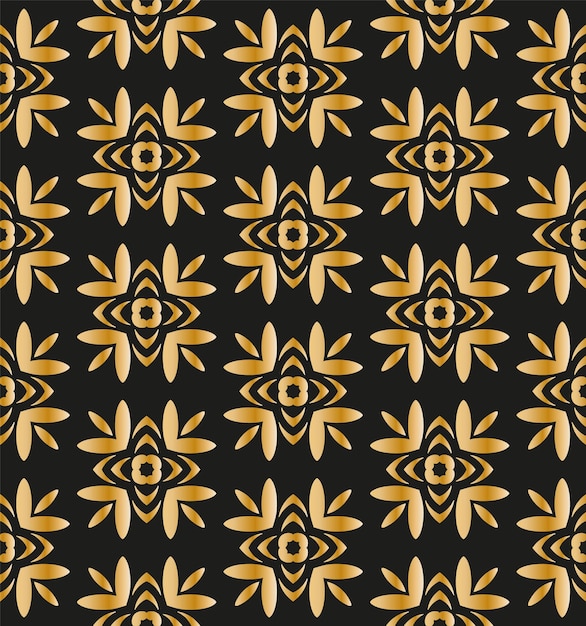 Abstract geometric pattern with lines, rhombuses A seamless background. Dark blue and gold texture.