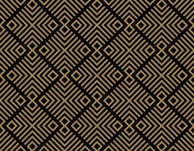 Abstract geometric pattern with lines rhombuses A seamless vector background black and gold texture