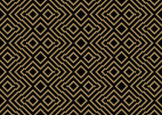 Abstract geometric pattern with lines rhombuses A seamless vector background black and gold texture