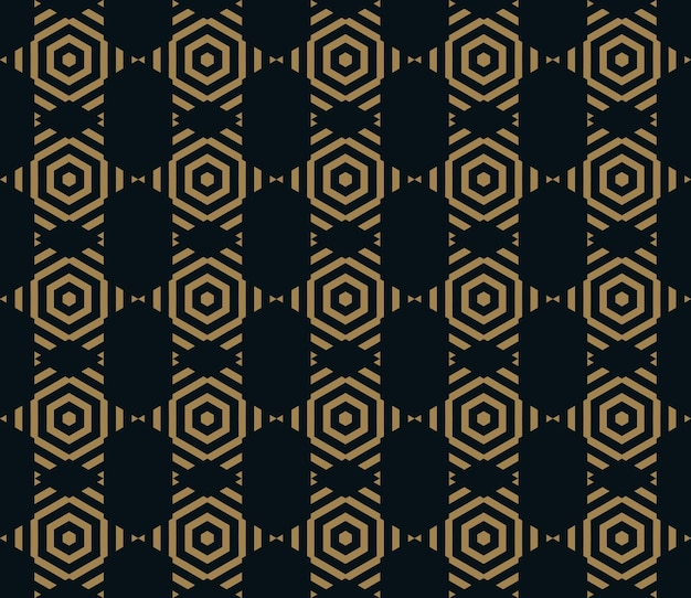 Abstract geometric pattern with lines rhombuses A seamless vector background Blueblack and gold texture