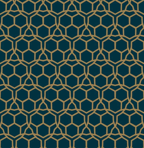 Abstract geometric pattern with lines rhombuses a seamless vector background blueblack and gold texture